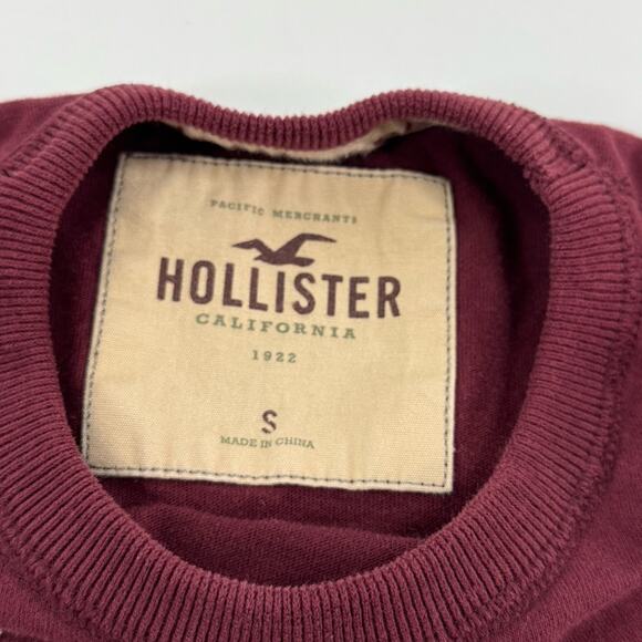 Y2K Hollister Long Sleeve Shirt Mens Size Small Burgundy Surf Thick Stretch - Picture 3 of 8
